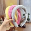 Otoño invierno simple candy color borde ancho DIY peluche aro de pelo lindo alto cráneo top imitación conejo pelo color sólido versátil accesorios para el pelo mujeres details Picture